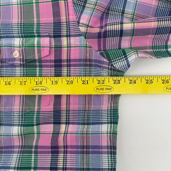 Ralph Lauren Mens Large Plaid Button Down Shirt Pink Green Purple Madras L - Picture 4 of 6